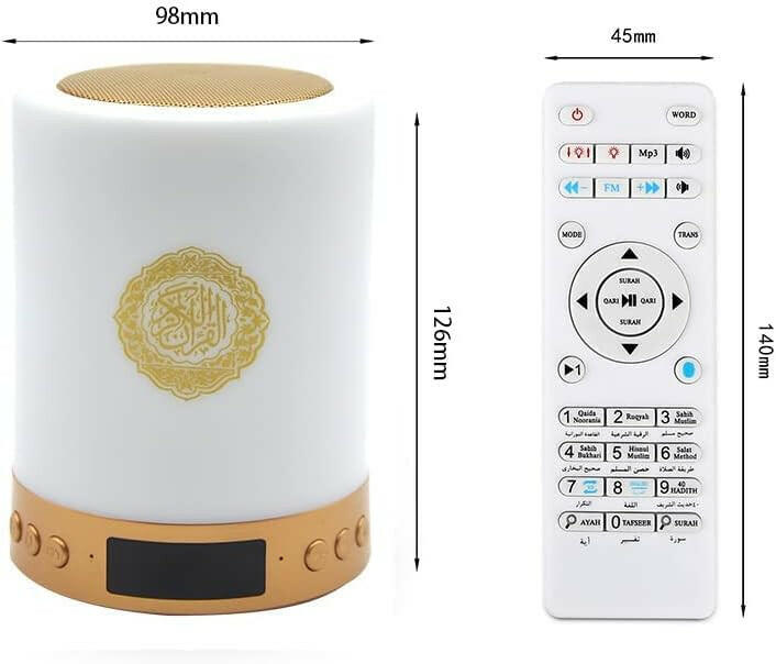 Telawah Quran Speaker with Remote Control,Portable LED Bluetooth Touch Cube MP3 Music Player Night Light Rechargeable Speaker