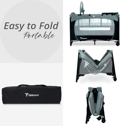 Teknum Explorer Playard and Cot (Grey)