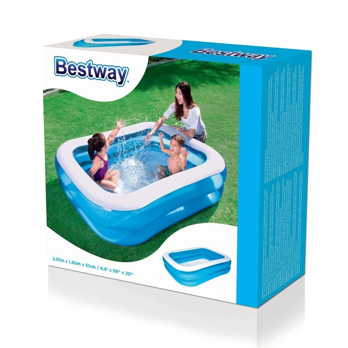 Bestway Rectangular Family Pool 2.01m x 1.50m x 51cm (6'7" x 59" x 20") (Blue)