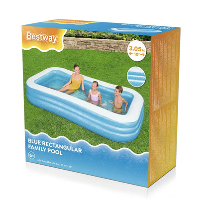 Bestway 10' x 72" x 22"/3.05m x 1.83m x 56cm Deluxe Blue Rectangular Family Pool