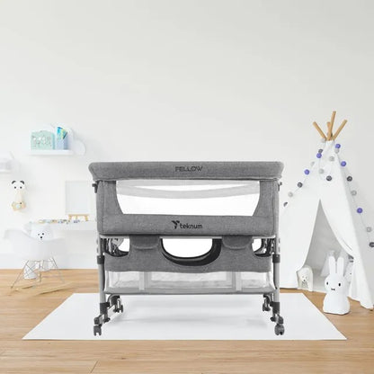 Teknum Twin Bedside Fellow Crib – Grey