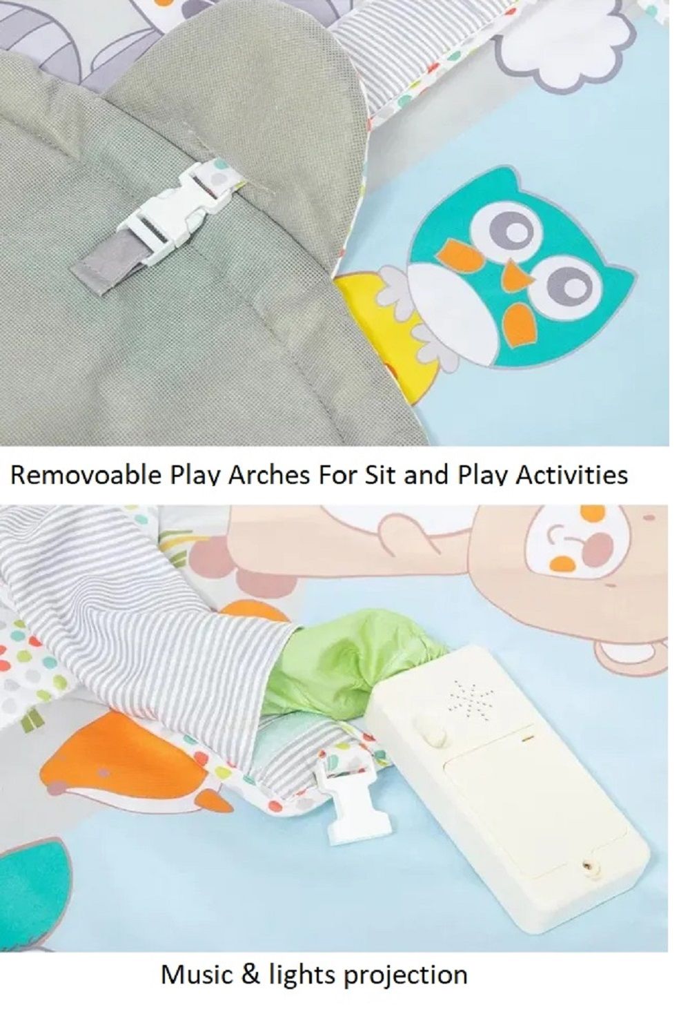 Konig Kid Baby Play Gym Mat with Music and Light (Animals)