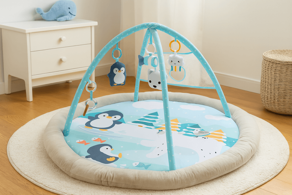 Konig Kids Baby Play Gym Round Mat - Penguin