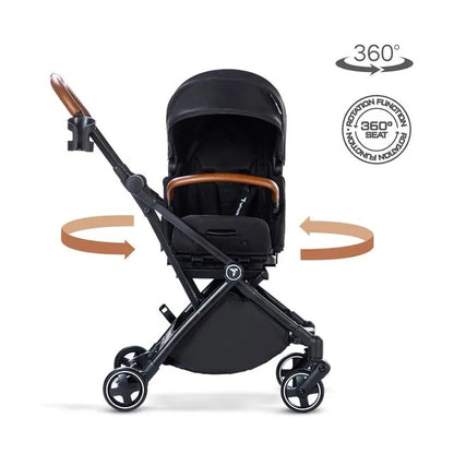 Teknum Black Compacto Auto-Fold 360° Reversible Stroller