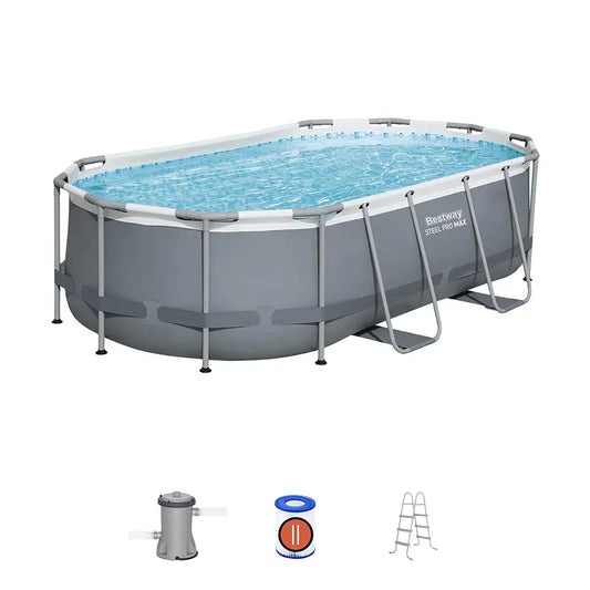 Bestway Power Steel Oval Pool Set (16' x 10' x 42"/4.88m x 3.05m x 1.07m)