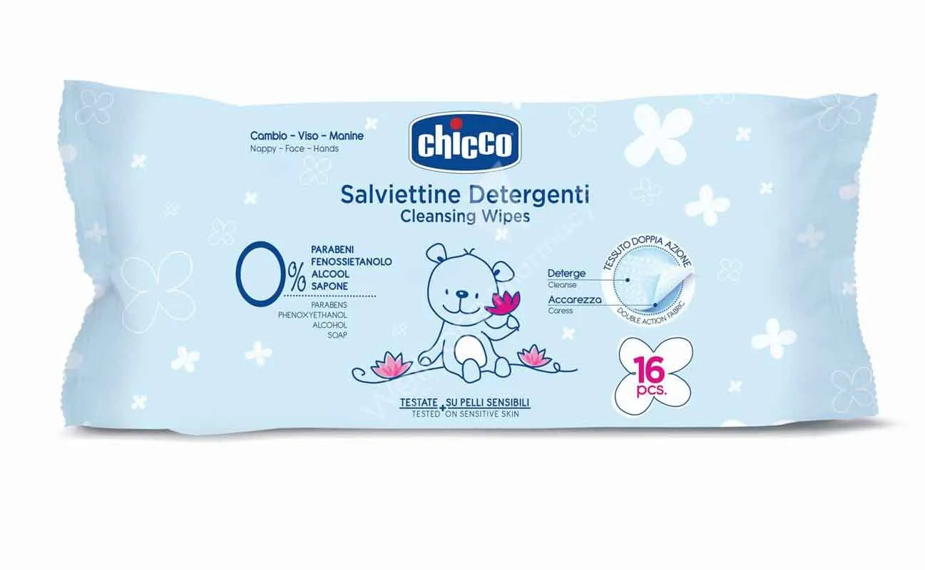 Chicco New Pocket Wipes (Pack of 16)