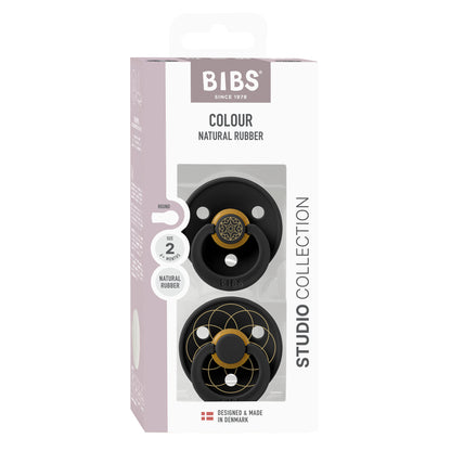 Bibs Pacifier Studio Color Noor Latex Size 2 (Black Gold) - Pack of 2