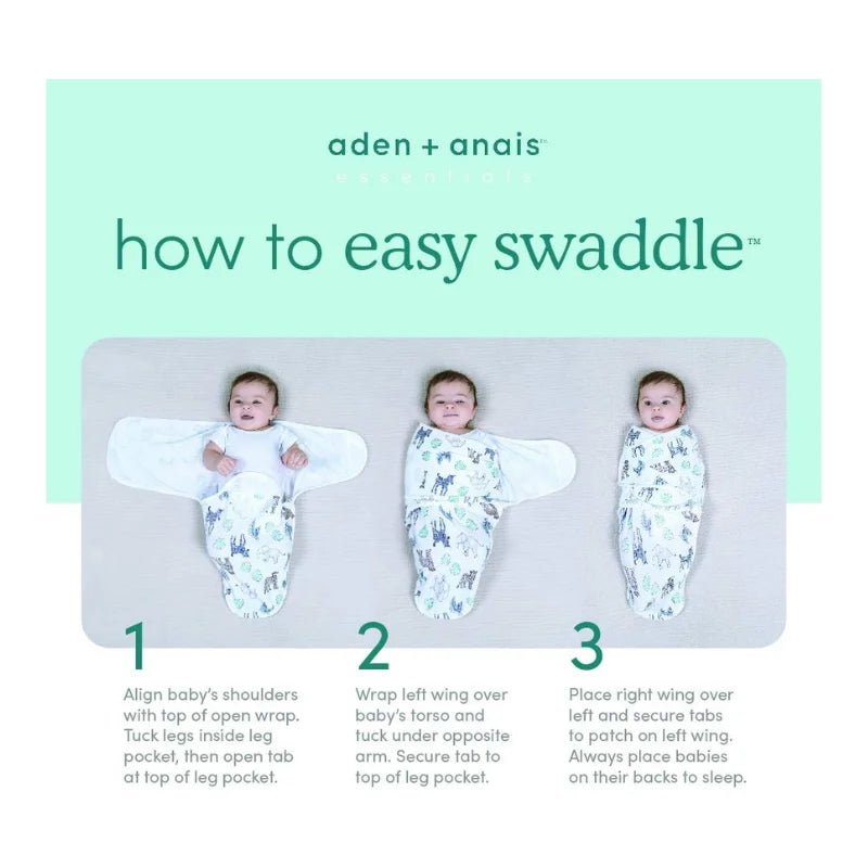 Aden + Anais Essentials Easy Swaddle Wrap - Toile (Pack of 3, 1.0 TOG)