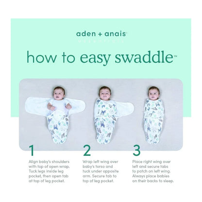 Aden + Anais Essentials Easy Swaddle Wrap - Toile (Pack of 3, 1.0 TOG)