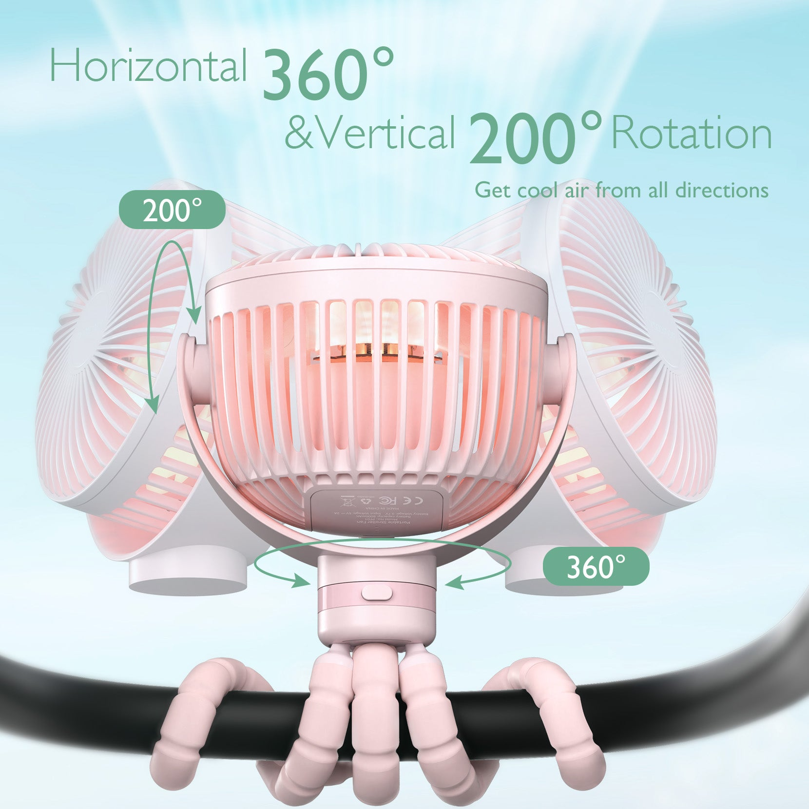 Momcozy 8000mAh Rechargeable Portable Stroller Fan