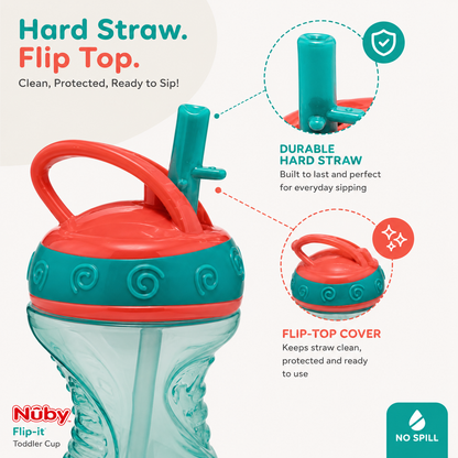 Nuby Hard Straw Flip It Cup (1pc, Assorted)