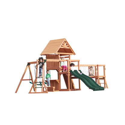 Mountpeak Double Decker Everest Swing Set & Playhouse With Wooden Roof