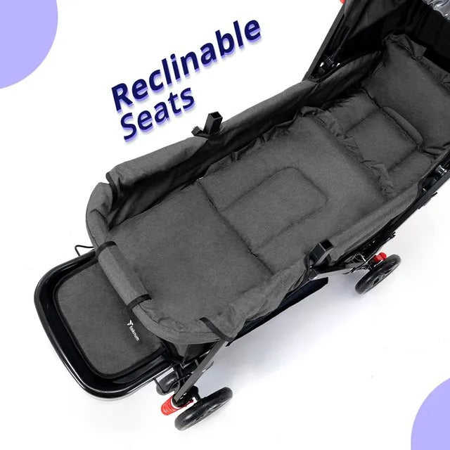 Teknum Double Stroller Combo with Diaper Backpack – Dark Grey