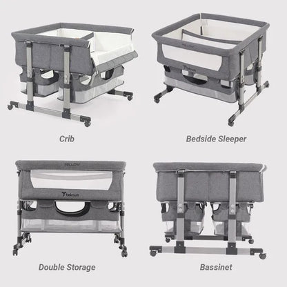 Teknum Twin Bedside Fellow Crib – Grey