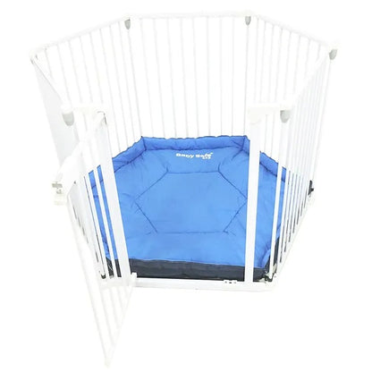 Baby Safe Convertible 6 Panel Playpen with Mat – White