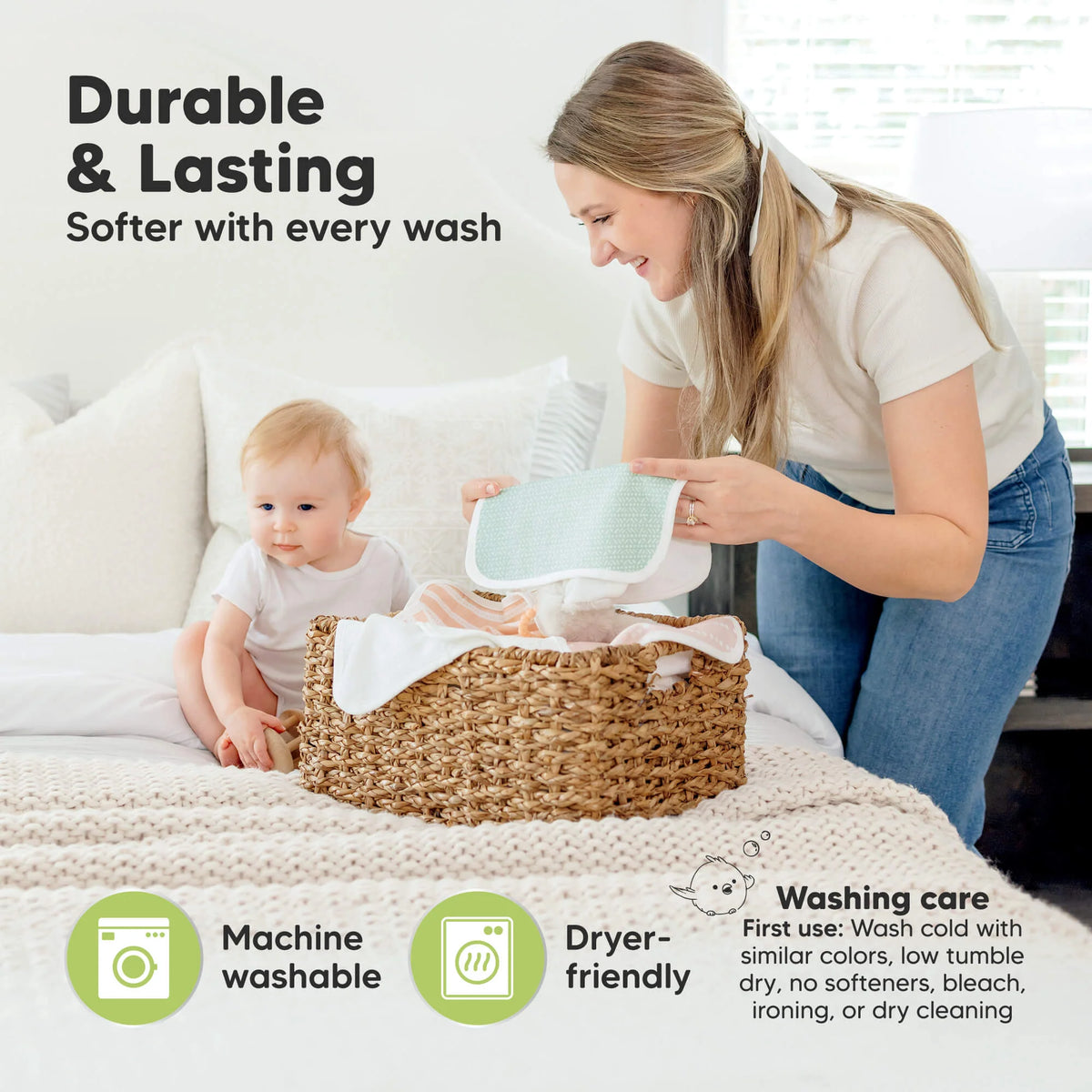 Keababies Cami Baby Washcloths (Grayscape, 10x10) - Pack of 6