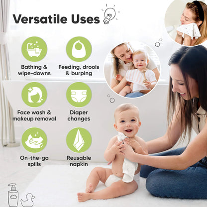 Keababies Cami Baby Washcloths (Grayscape, 10x10) - Pack of 6