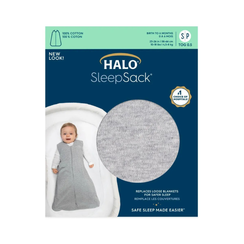 Halo SleepSack 100% Cotton Wearable Blanket - Heather Grey (0.5 TOG)