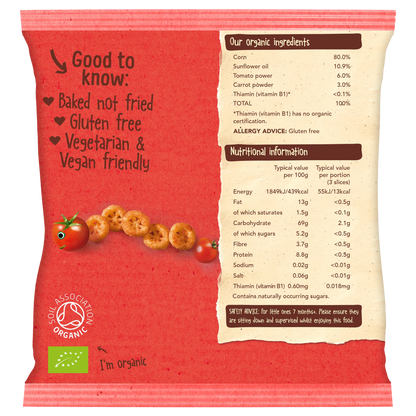 أورغانكس شرائح طماطم طرية عضوية وجبة خفيفة من طعام الأصابع العضوي للرضّع (20g)