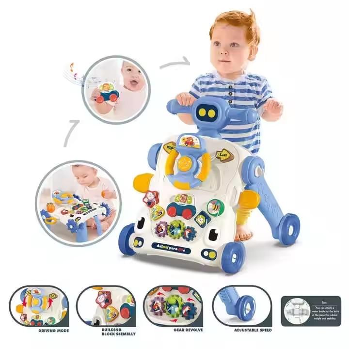 Teknum - 3-in-1 Baby Walker with Musical Keyboard, Learning Table & Activity Panel - Blue