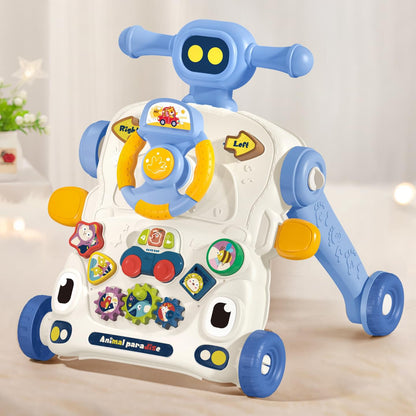 Teknum - 3-in-1 Baby Walker with Musical Keyboard, Learning Table & Activity Panel - Blue