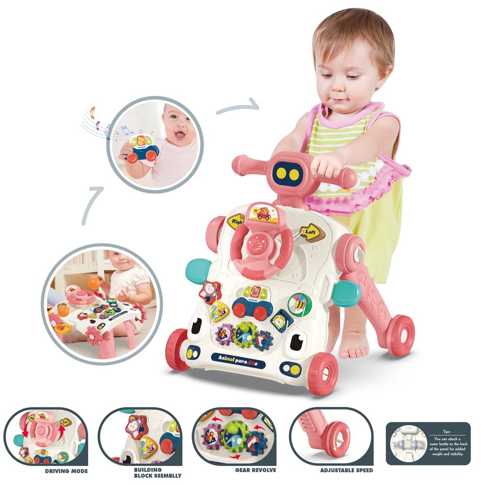 Teknum - 3-in-1 Baby Walker with Musical Keyboard, Learning Table & Activity Panel - Blue