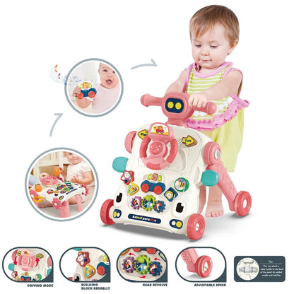Teknum - 3-in-1 Baby Walker with Musical Keyboard, Learning Table & Activity Panel - Blue