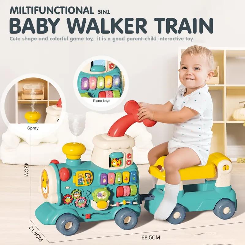 Bowa - 5-in-1 Multifunctional Baby Walker & Ride-On Learning Train with Musical Activities