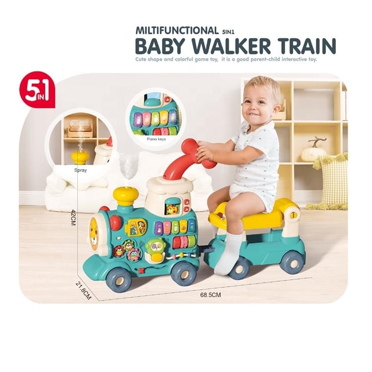 Bowa - 5-in-1 Multifunctional Baby Walker & Ride-On Learning Train with Musical Activities