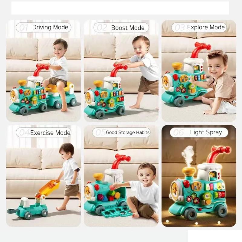 Bowa - 5-in-1 Multifunctional Baby Walker & Ride-On Learning Train with Musical Activities