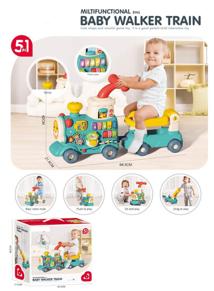 Bowa - 5-in-1 Multifunctional Baby Walker & Ride-On Learning Train with Musical Activities