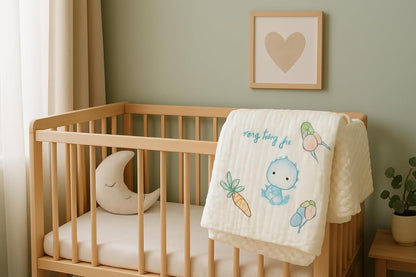 Kinder Valley 100% Organic Cotton Dino Pal Reversible Muslin Blanket