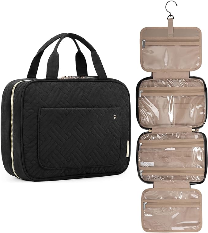 BAGSMART Toiletry Bag Travel Bag with Hanging Hook, Water-resistant Makeup Cosmetic Bag