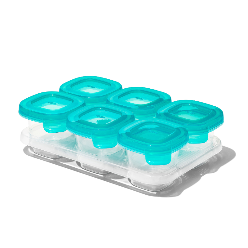 OXO TOT Silicone Baby Blocks, Teal, 2oz, 6pcs