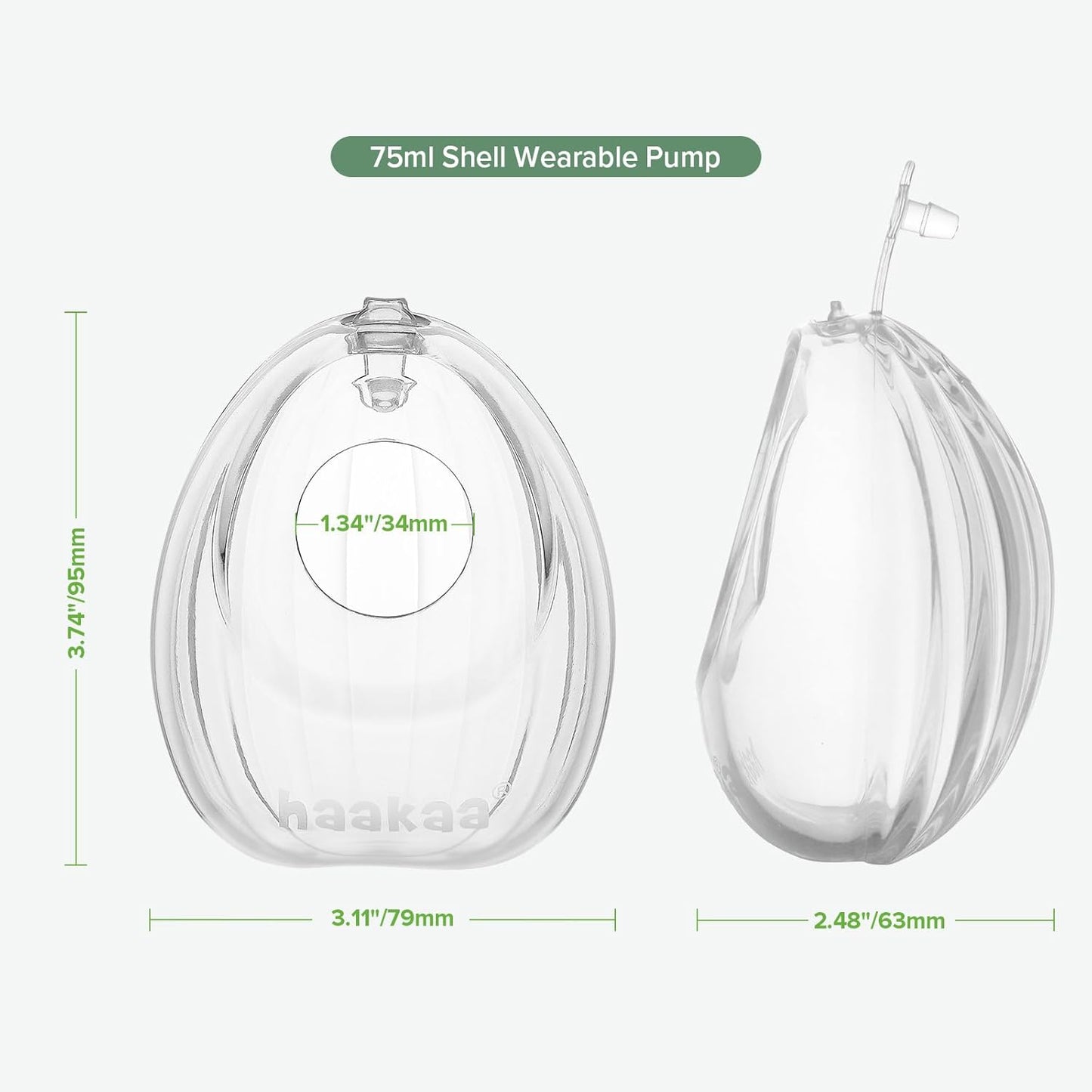 Haakaa Shell Wearable Silicone Breast Pump, 2.5oz/75ml, 1pc
