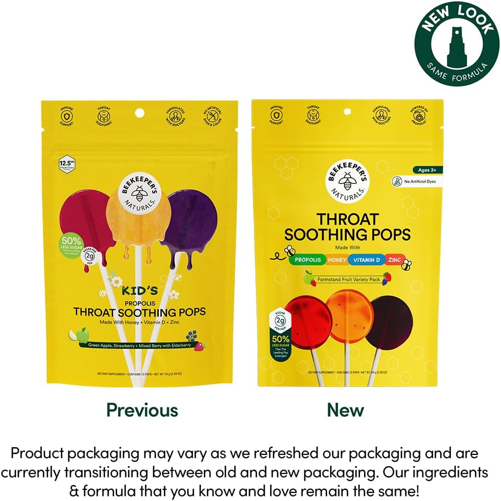 Beekeeper's Naturals Kids Throat Soothing Lollipops (15 Pcs)