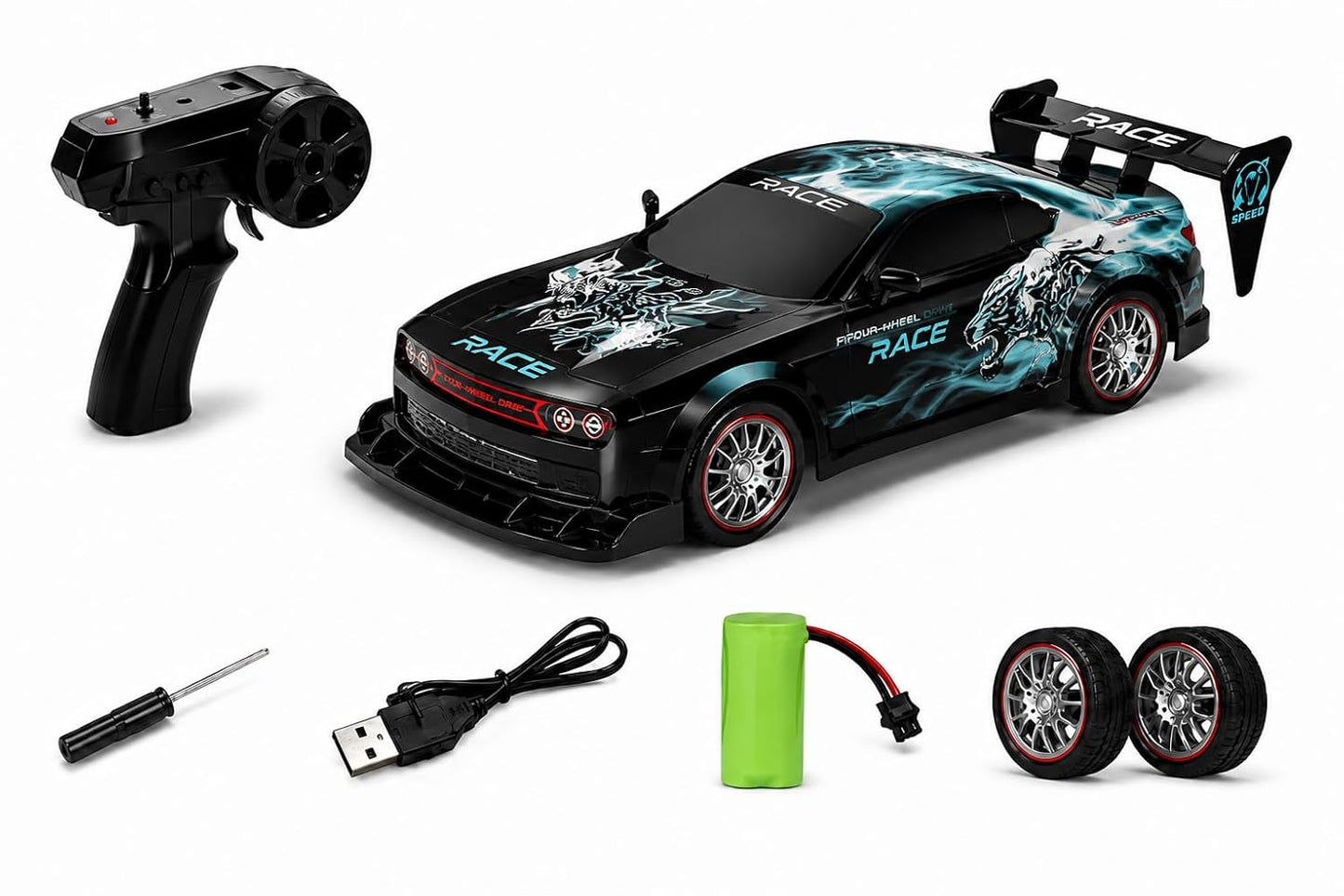 RC Drift Car 1:16 Scale 4WD High-Speed – 2 Rechargeable Batteries