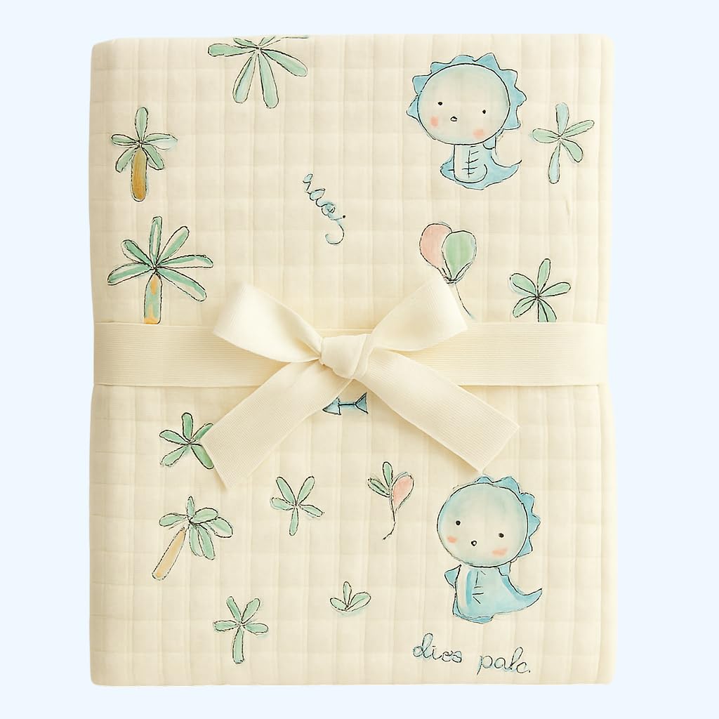Kinder Valley 100% Organic Cotton Dino Pal Reversible Muslin Blanket