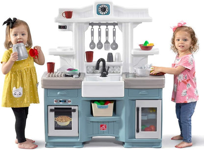 Step2 - Timeless Trends Kids Kitchen Playset - Blue & White - 21 Pieces.