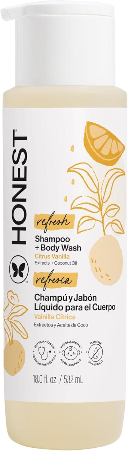 The Honest Company Perfectly Gentle Sweet Orange Vanilla Shampoo + Body Wash.
