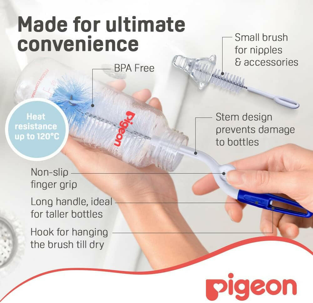 Pigeon 2-in-1 Bottle & Nipple Brush, 1pc
