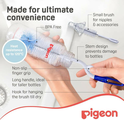 Pigeon 2-in-1 Bottle & Nipple Brush, 1pc