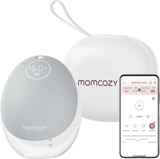 شفاط الرضاعة القابلة للارتداء Momcozy M9، تطبيق الهاتف المحمول - رمادي
