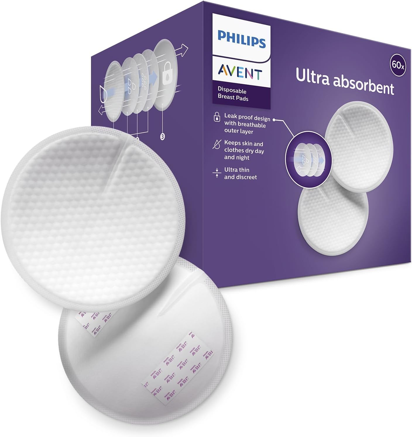 Philips AVENT Disposable Breast Pads, White, 60 pcs