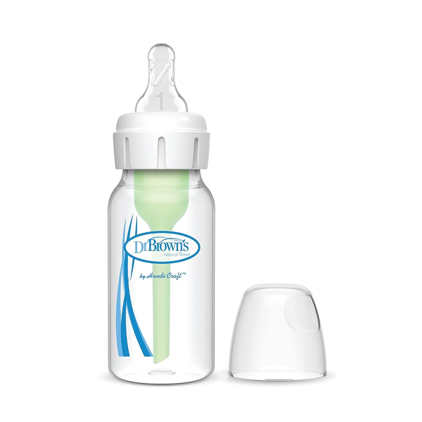 زجاجة رضاعة ضيقة من دكتور براون المضادة للمغص (أوبشنز+)، 120ml