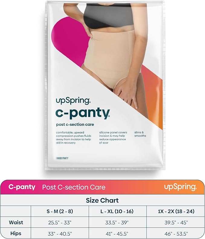 UpSpring C-Section Tummy Control Panties High Waist Postpartum Underwear for Womens, Nude/Black