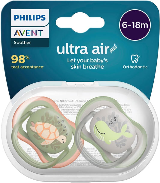 Philips Avent Ultra Air Pacifier (Boy, 6-18 Months Months) - Pack of 2