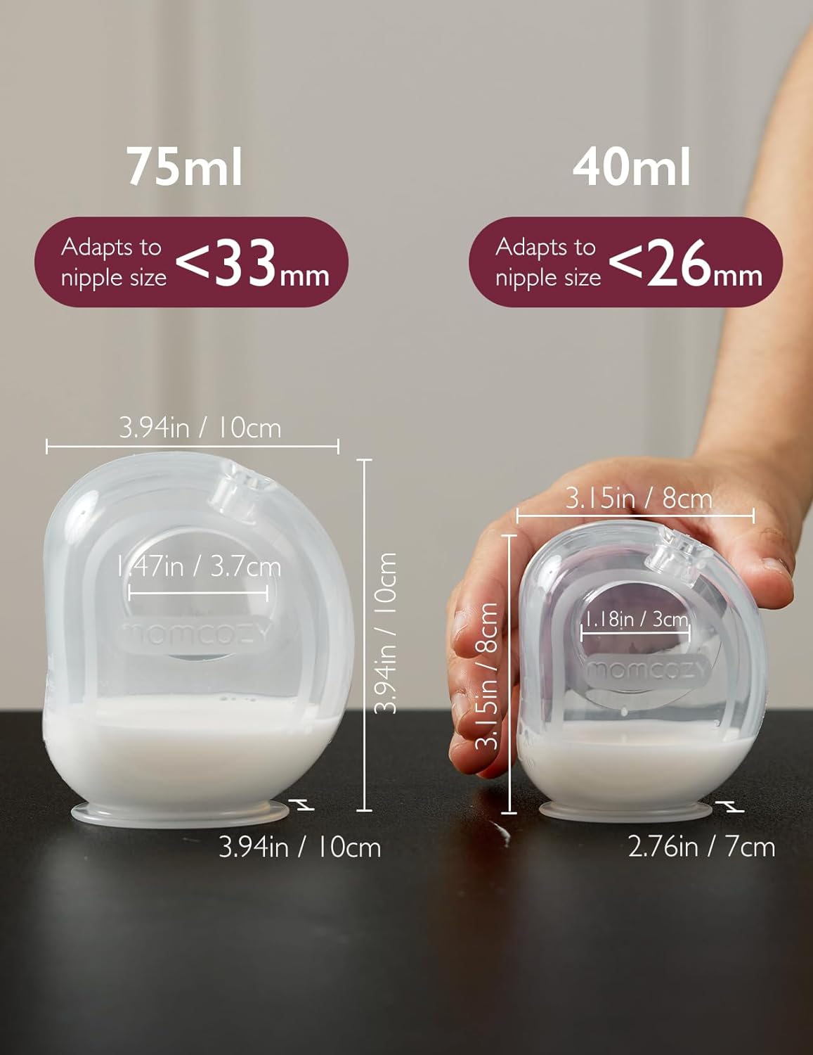 Momcozy Milk Collector for Breastmilk, 2.5oz/75ml, 2 Pack