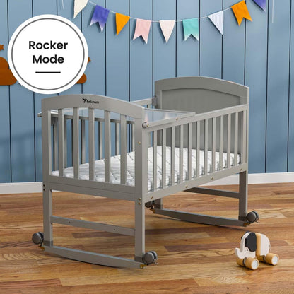 Teknum 7-in-1 Convertible Kids Bed & Bedside Crib with Mattress, Mosquito Net & Detachable Wheels