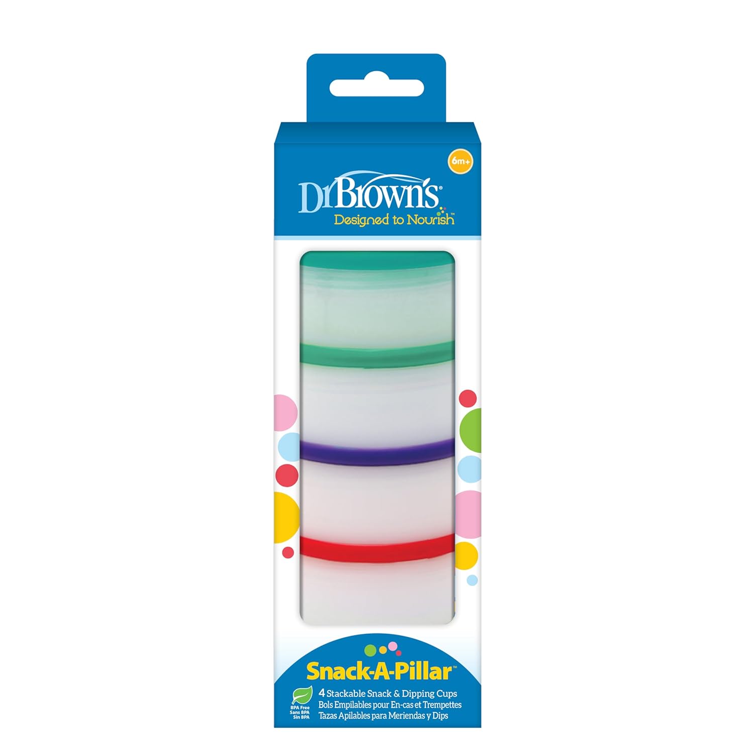 Dr. Brown's Stackable Snack-A-Pillar Snack and Dipping Cups, 4pcs